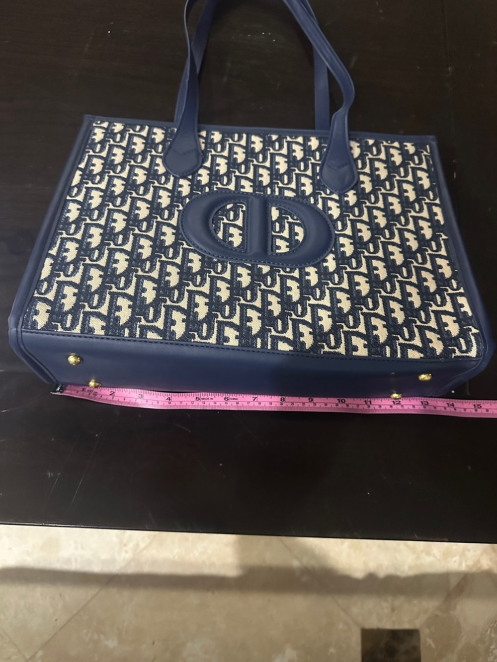 ‼️WOW‼️CD La FEMME TOTE Bag Navy and Cream Oblique Canvas Tote‼️ - Picture 6 of 10